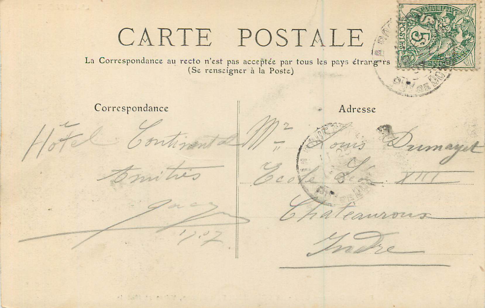 CPA La Bourboule Puy de Dome Le Casino Villas et Hotels — Rückseite
