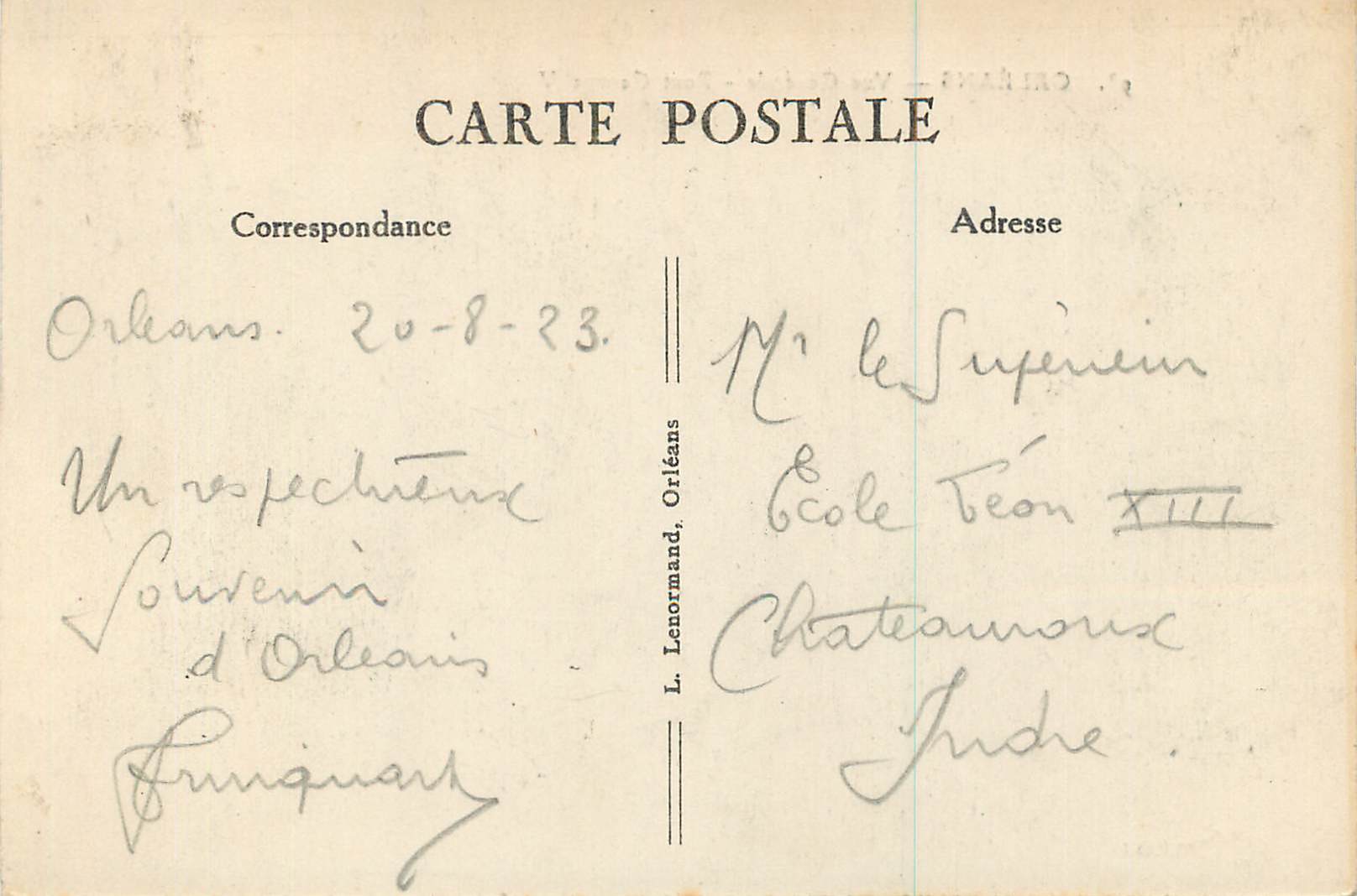 CPA Orleans Vue Generale Pont Georges V — Verso
