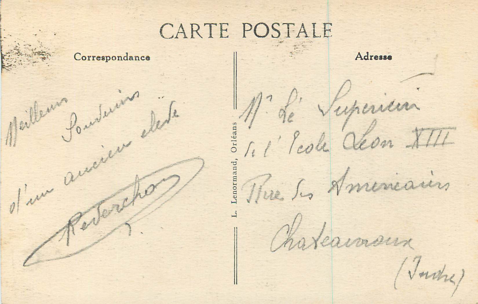 CPA Orleans Portail de la Cathedrale — Verso