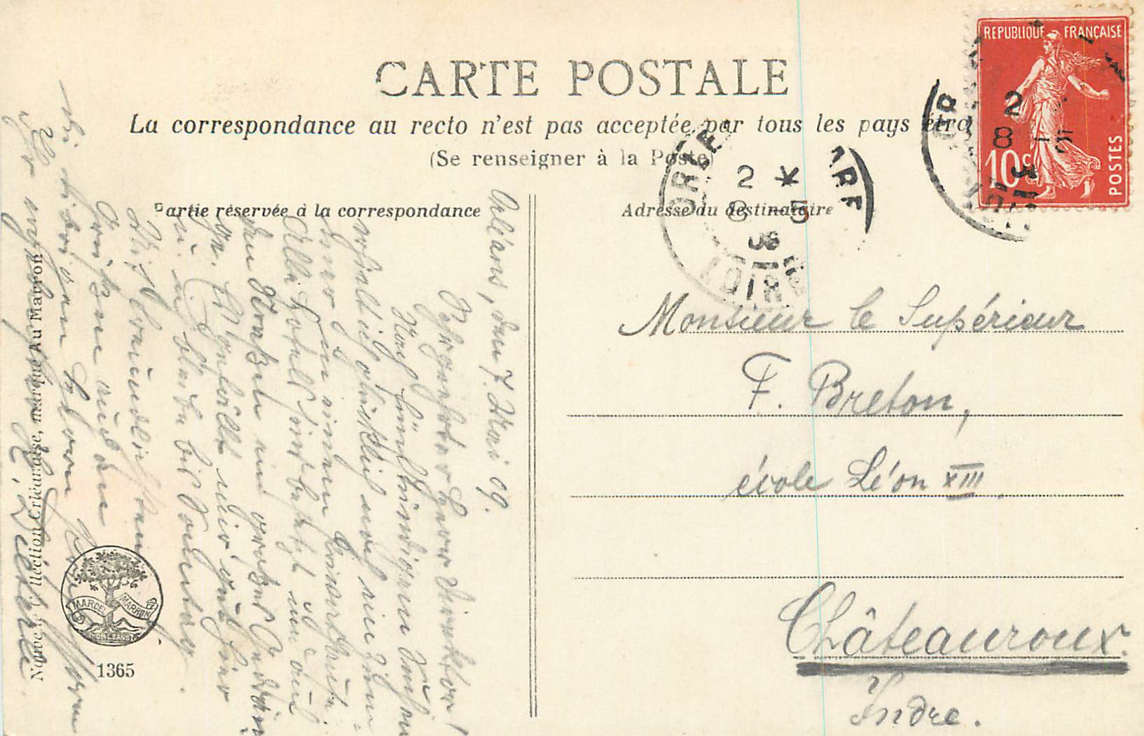 CPA Orleans L'Hotel de Ville — Verso