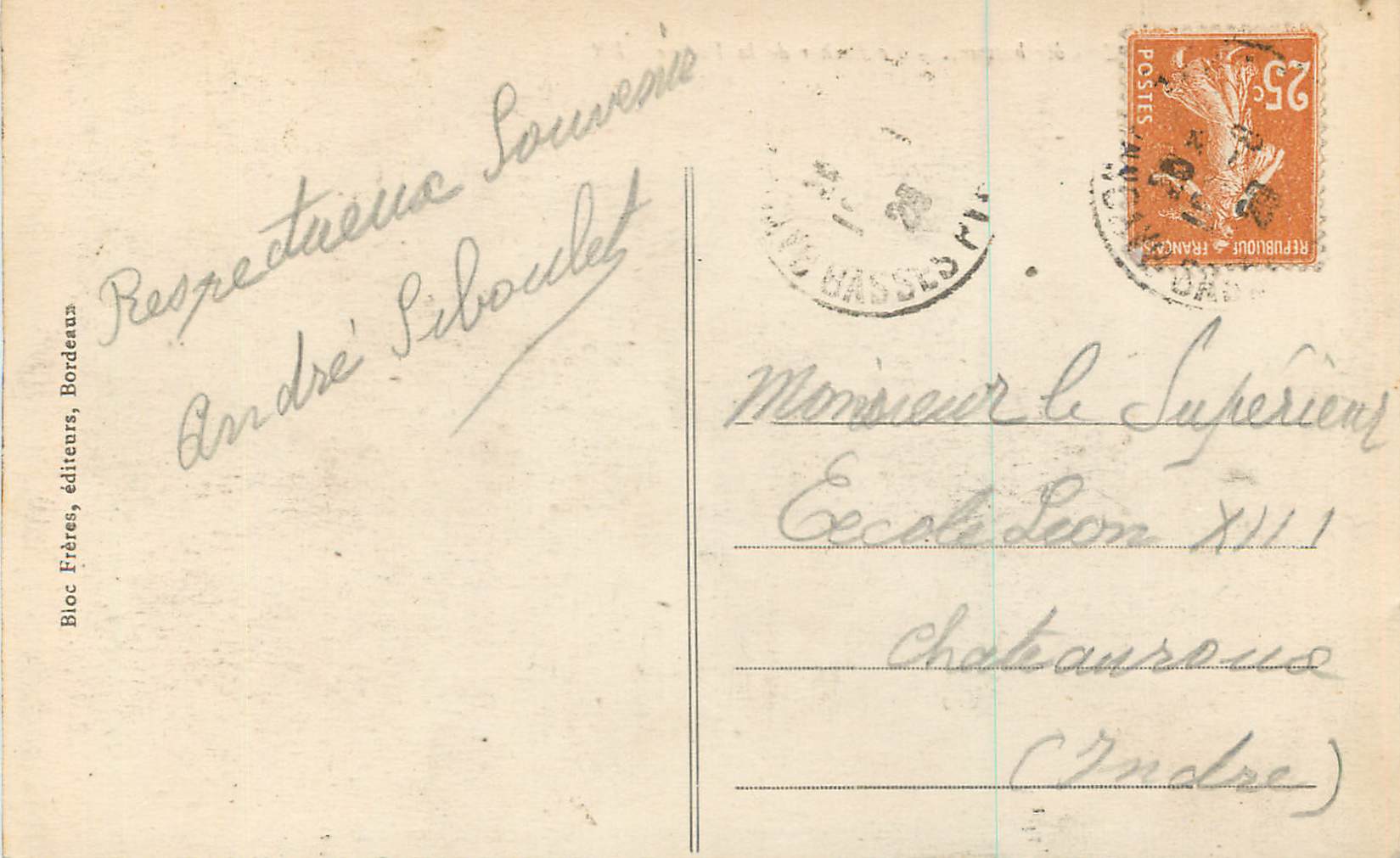 CPA Biarritz (Cote Basque) Le Rocher de la Vierge — Verso
