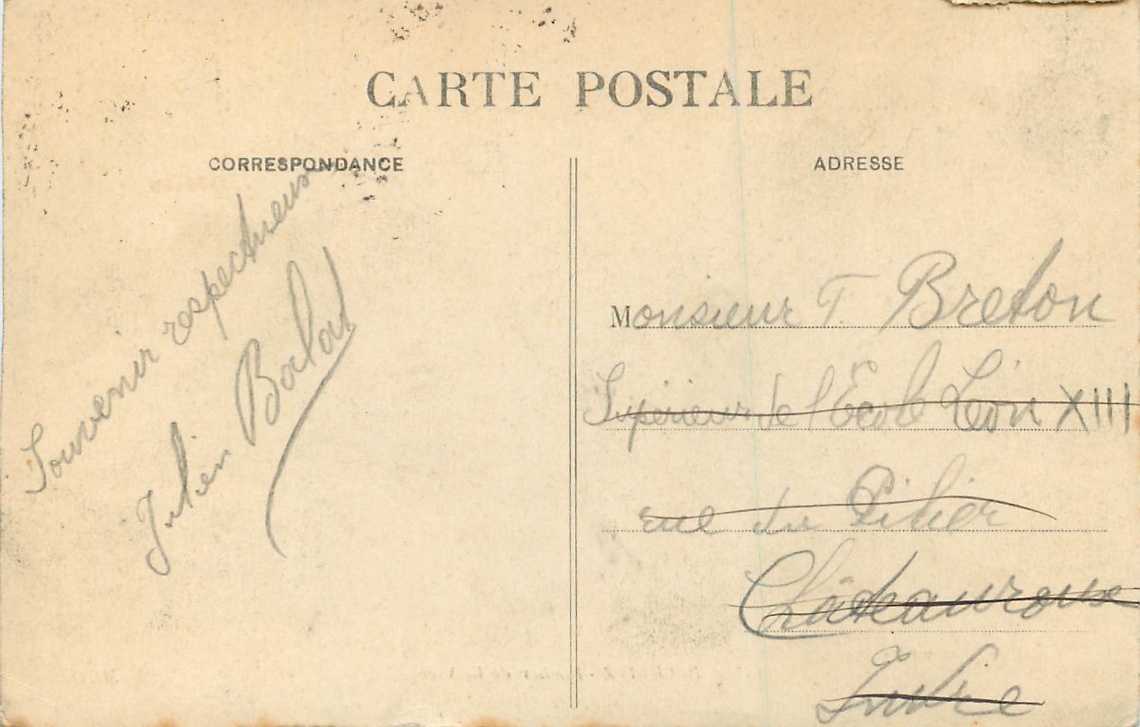 CPA Biarritz Rocher de la Vierge — Verso
