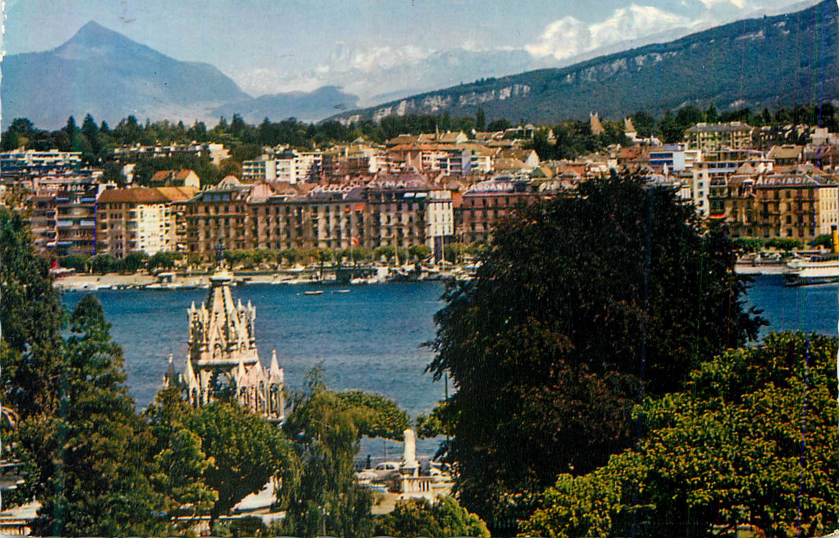 CPM Geneve Le Monument Brunswick La Rade et le Mont Blanc (4810 m)