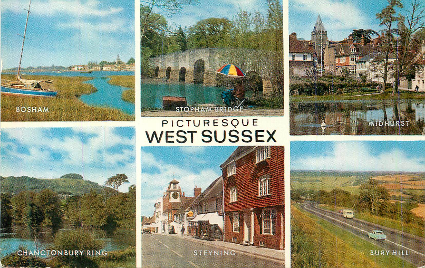 CPM Picturesque West Sussex Bosham Stopham bridge Midhurst Steyning Bury Hill
