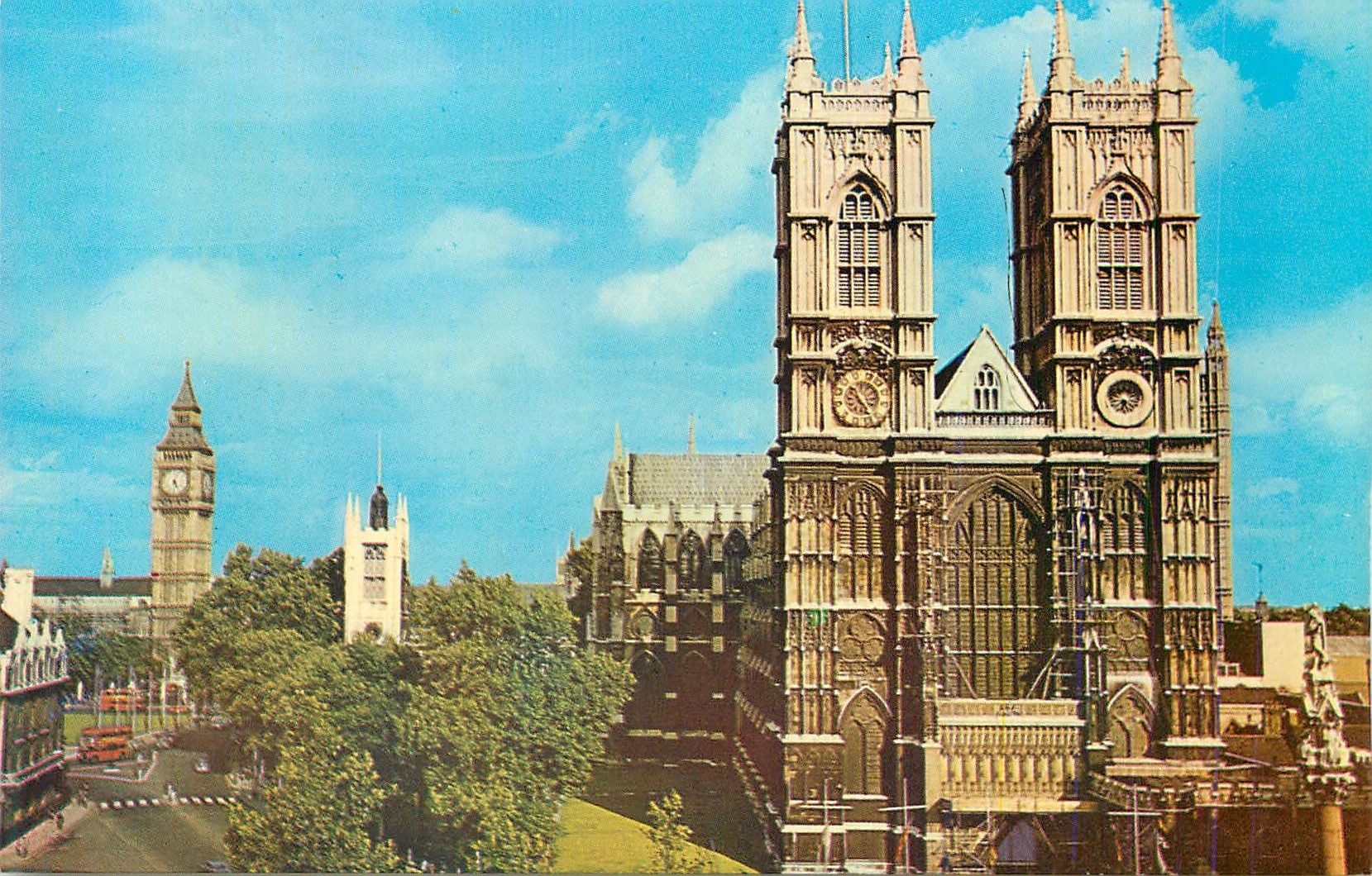 CPM Westminster Abbey West Towers of Abbey with St Margaret's Church