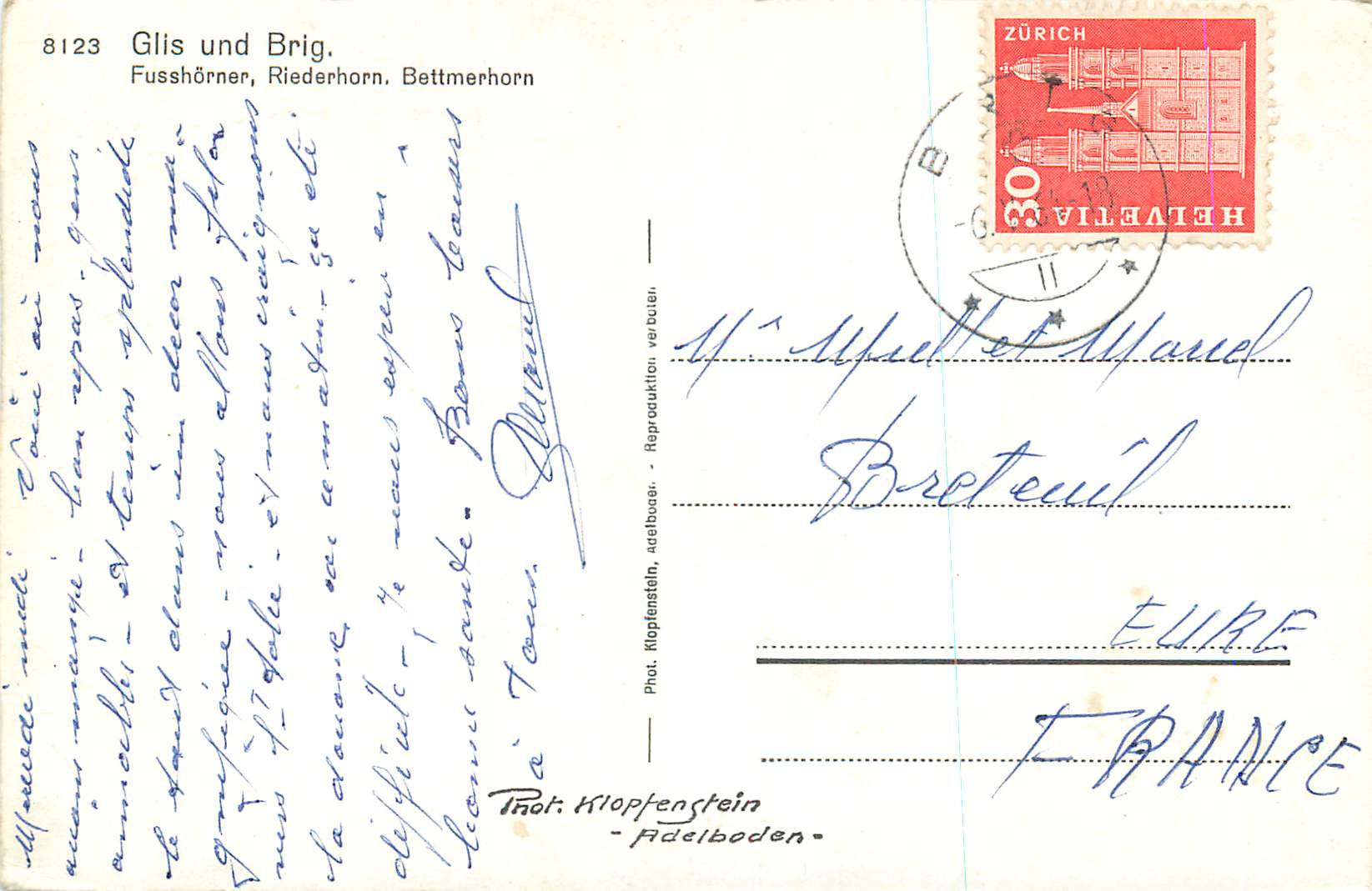 CPM Glis und Brig Fusshorner Riederhorn Bettmerhorn — Rückseite