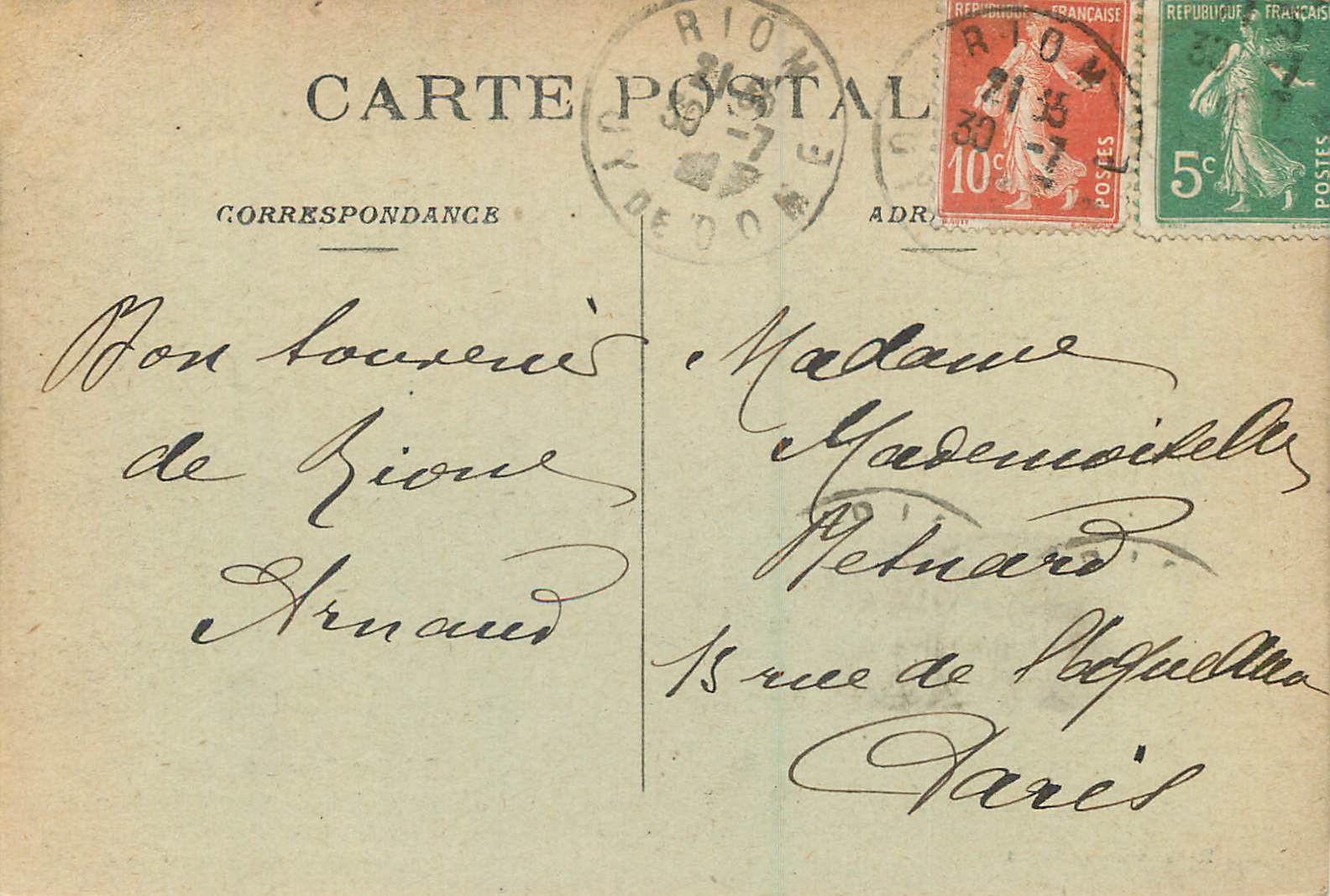 CPA Bouree d'Auvergne (Cinquieme Figure) Finale Folklore — Verso