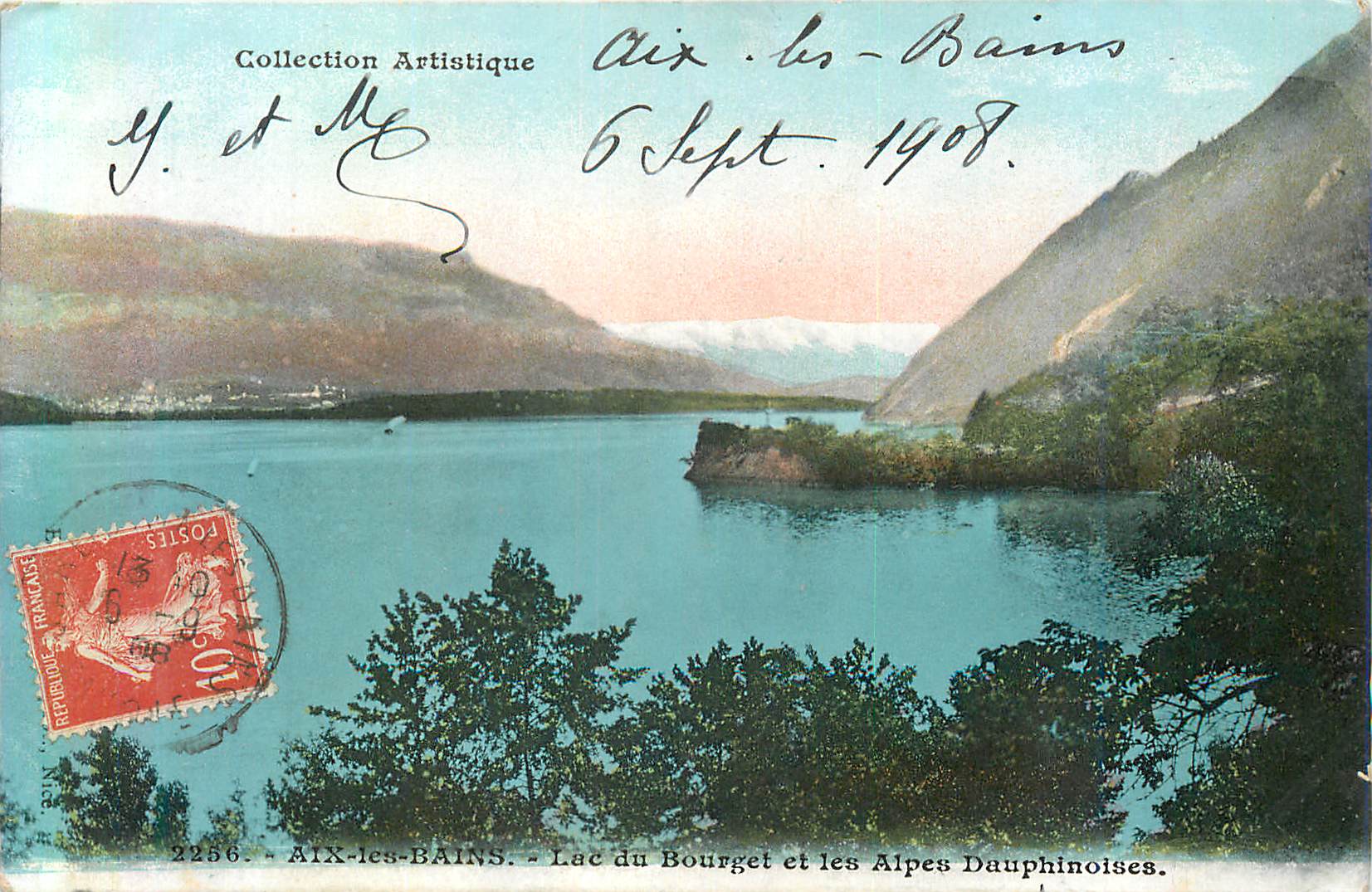 CPA Aix les Bains Lac du Bourget et les Alpes Dauphinoises Collection Artistique