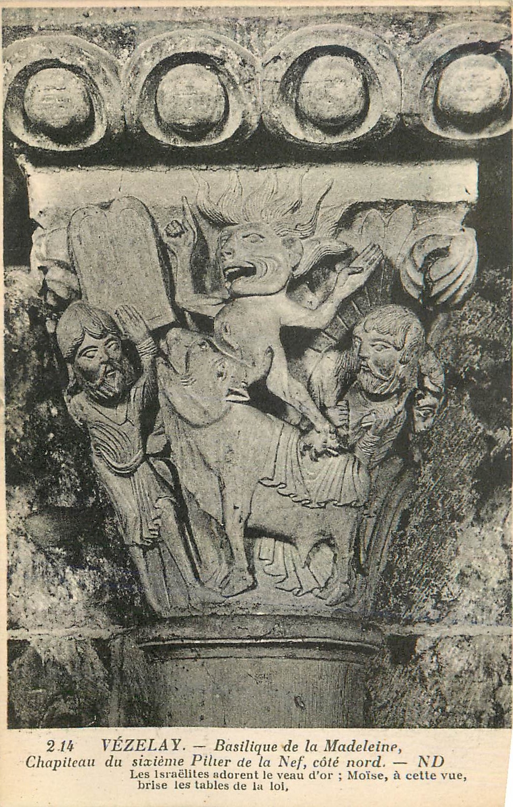 Vézelay — Basilique de la Madeleine, chapiteau du XIIe pilier de la nef, côté nord — ND