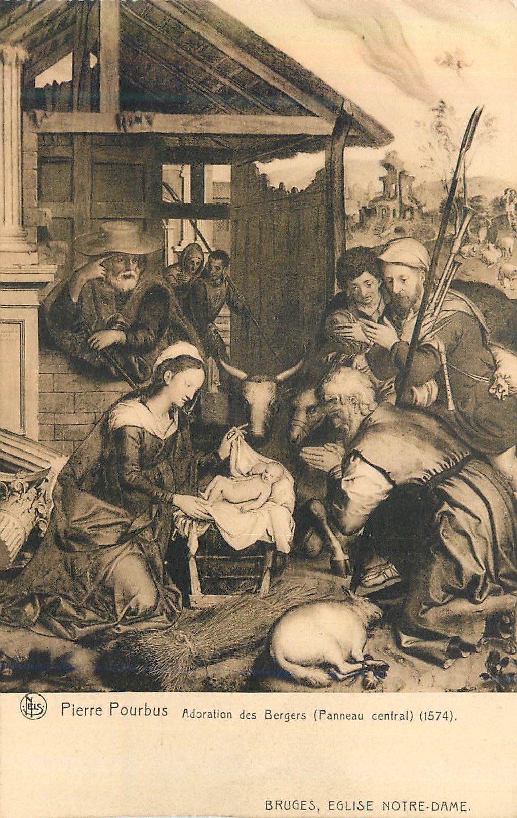 CPA Bruges Eglise Notre Dame Pierre Pourbus Adoration des Bergers (Panneau Central) (1574)