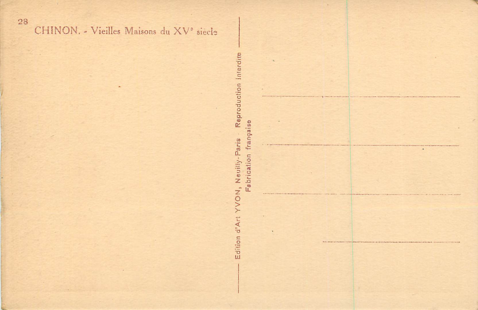 CPA Chinon Vieilles Maisons du XVe Siecle — Rückseite