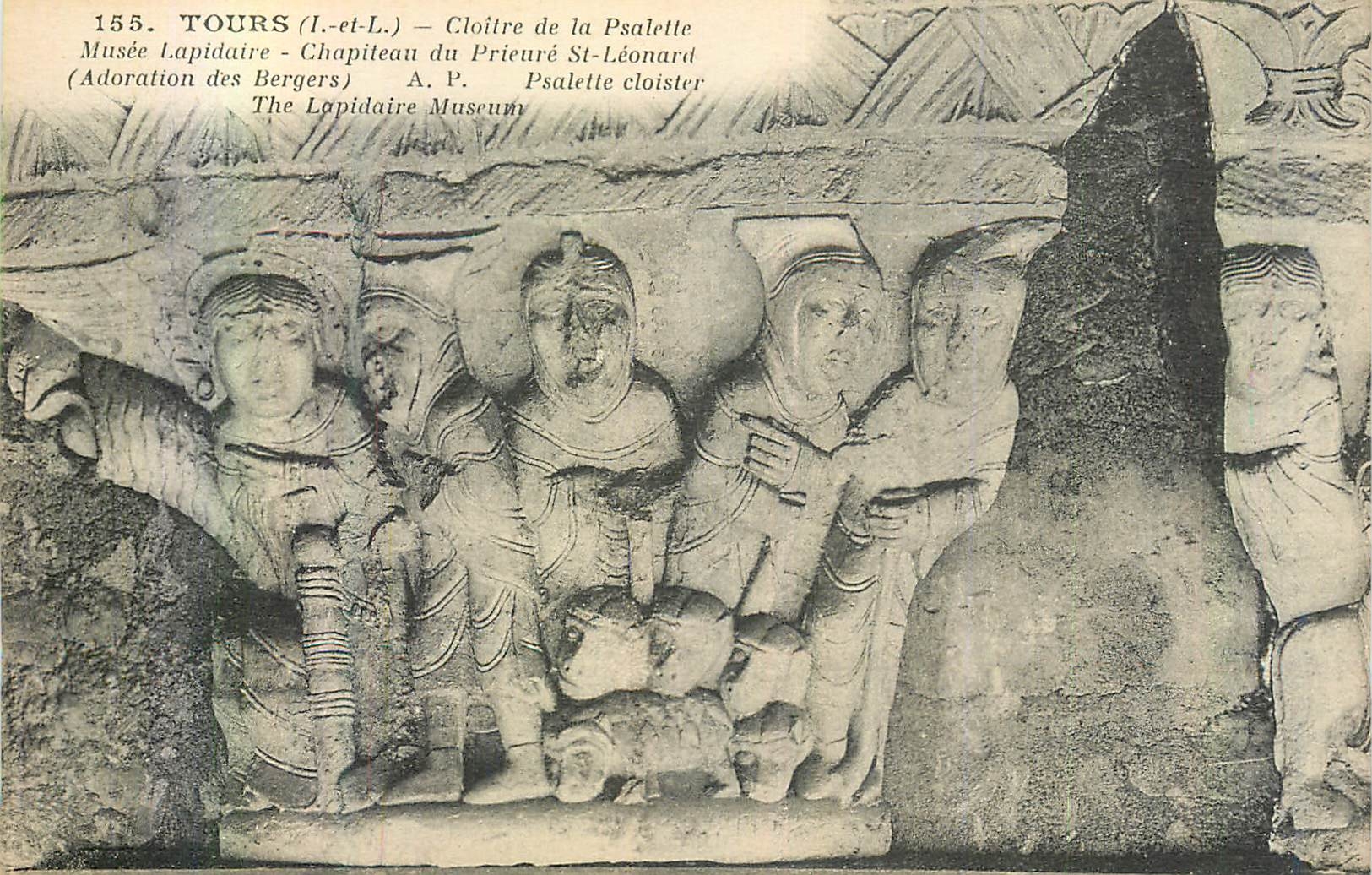 CPA Tours (I et L) Cloitre de la Psalette Musee Lapidaire Chapiteau du Prieure St Leonard (Adoration des Bergers)
