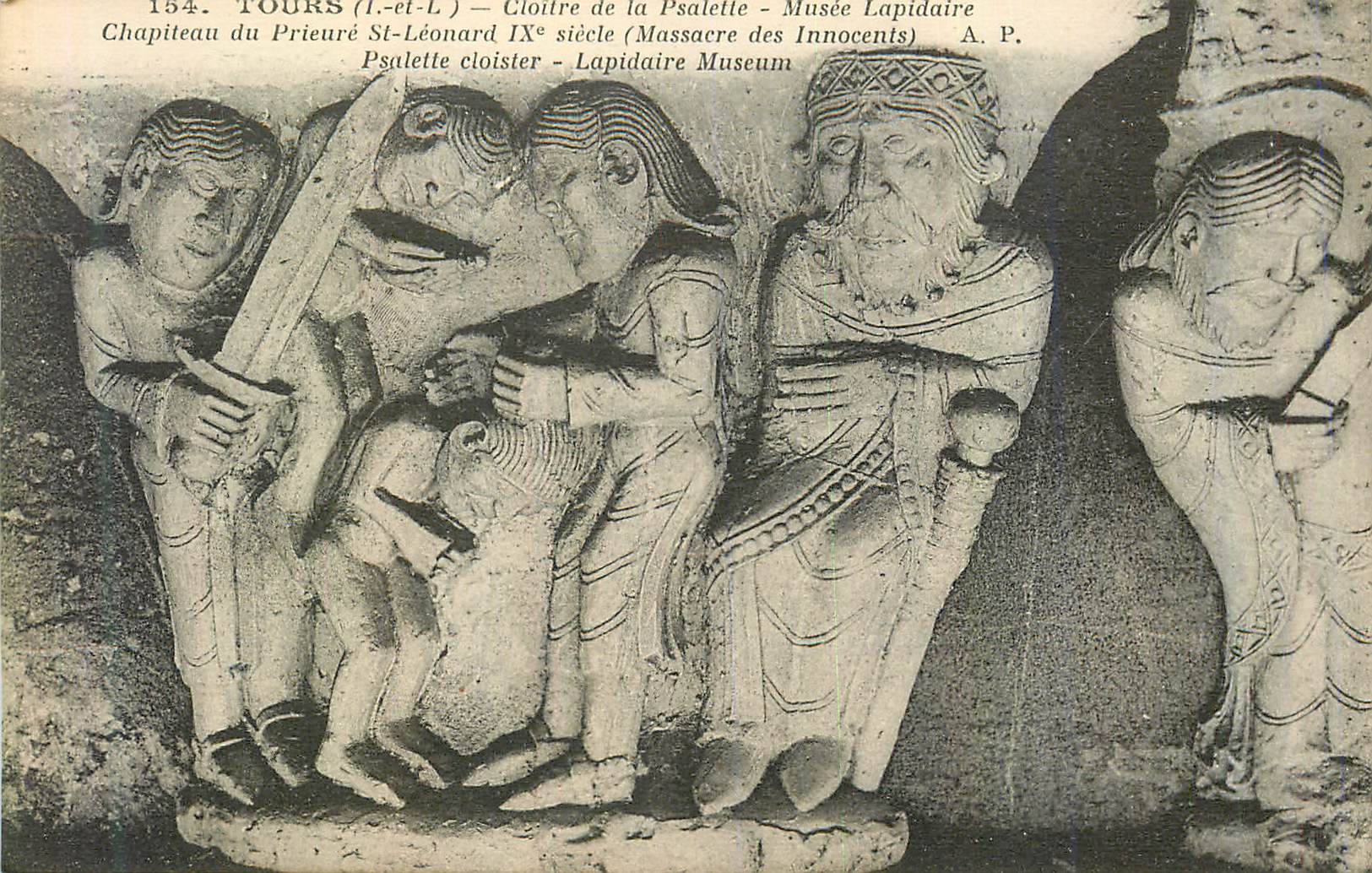 CPA Tours (I et L) Cloitre de la Psalette Musee Lapidaire Chapiteau du Prieure St Leonard IXe S (Massacre des Innocents)