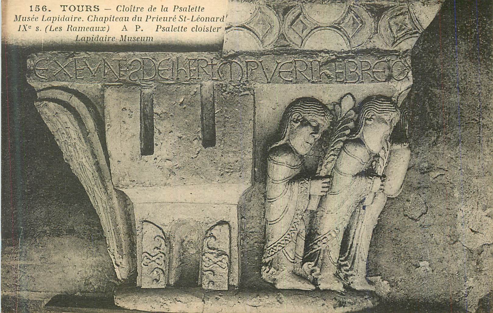 CPA Tours (I et L) Cloitre de la Psalette Musee Lapidaire Chapiteau du Prieure St Leonard IXe S (Les Rameaux)