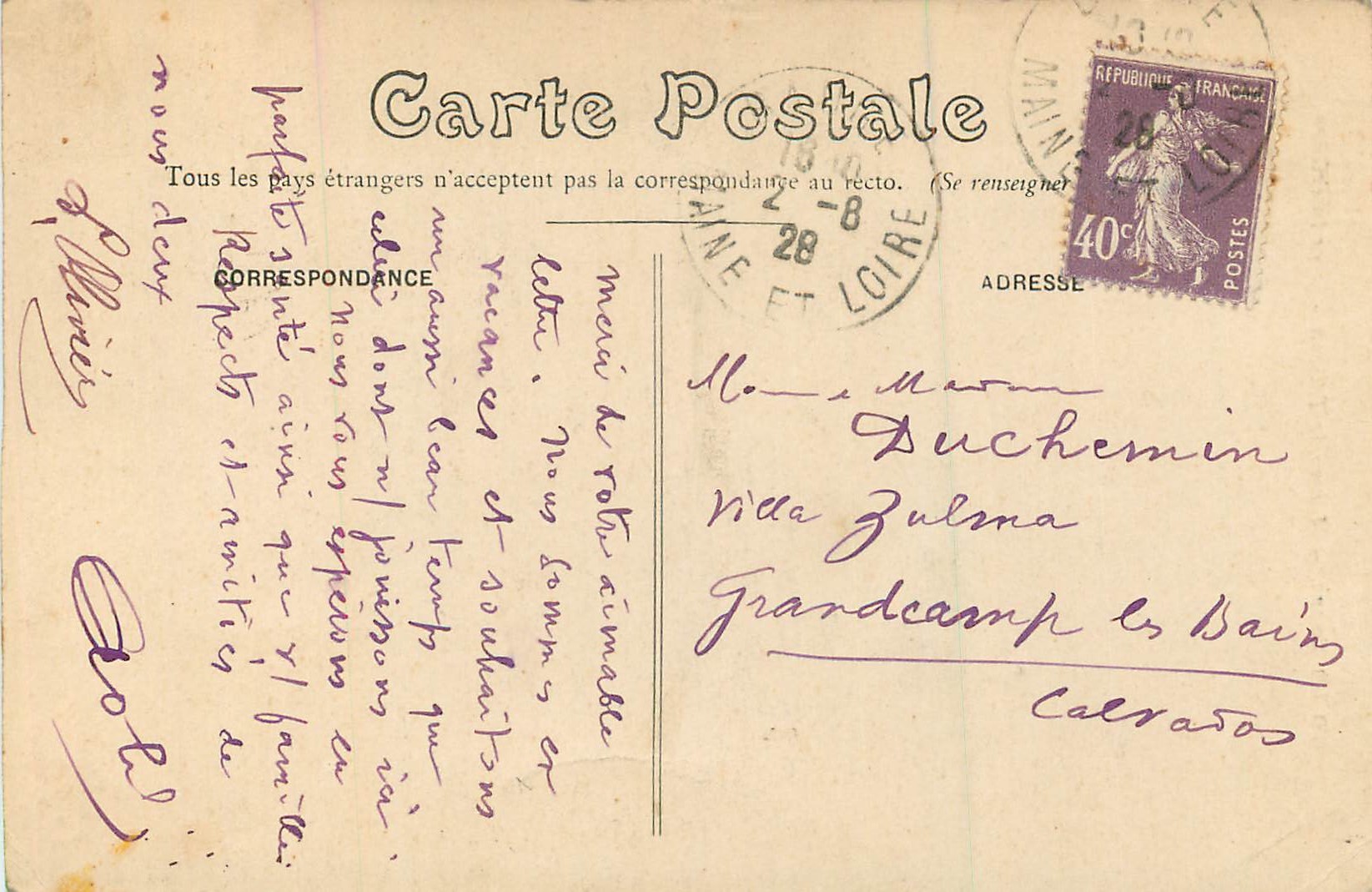 CPA Tours Maison de Tristant et Tour Interieure — Rückseite