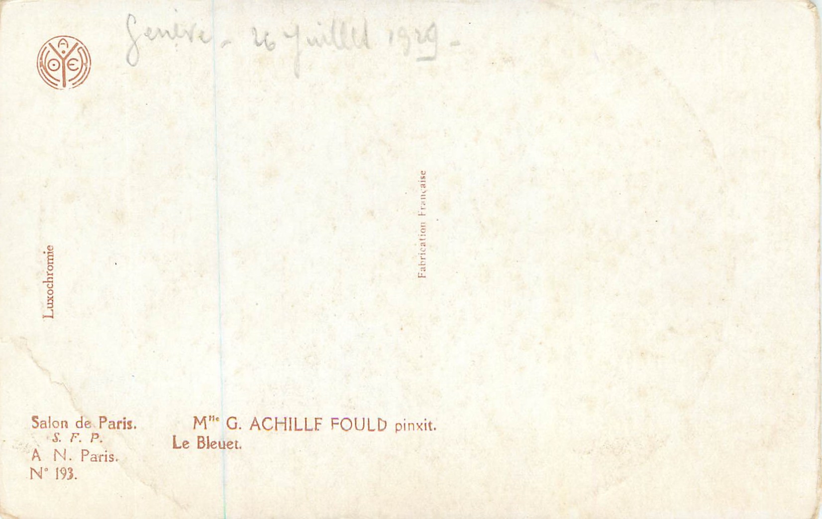 CPA Salon de Paris M G Achillf Fould Pinxit Le Bleuet Militaria — Rückseite