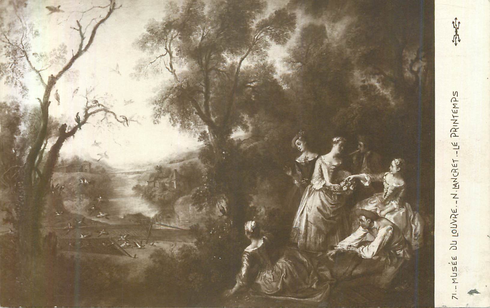 CPA Musee du Louvre N Lancret Le Printemps