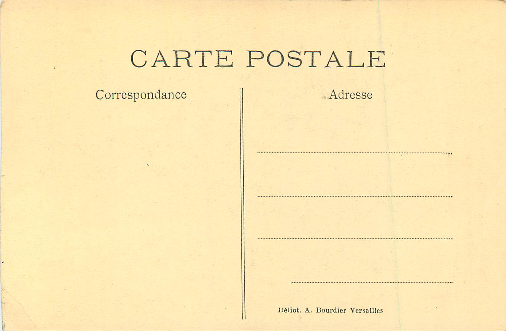 Palais de VERSAILLES — Terrasse et Façade Sud — Éditeur A. Bourdier — Verso