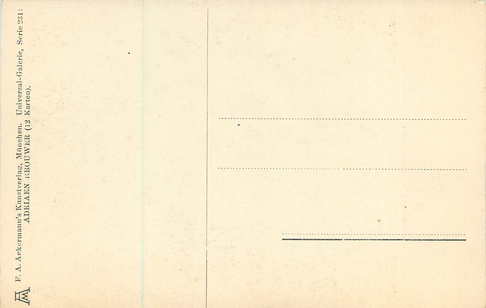 CPA Munchen Adriaen Brouwer Trois Fumeurs — Verso
