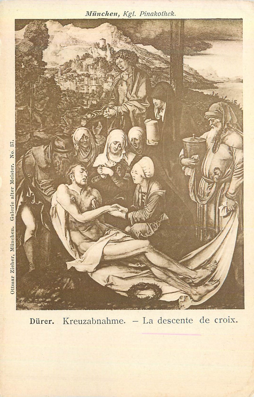 CPA Munchen Kgl Pinakothek Durer La Descente de Croix