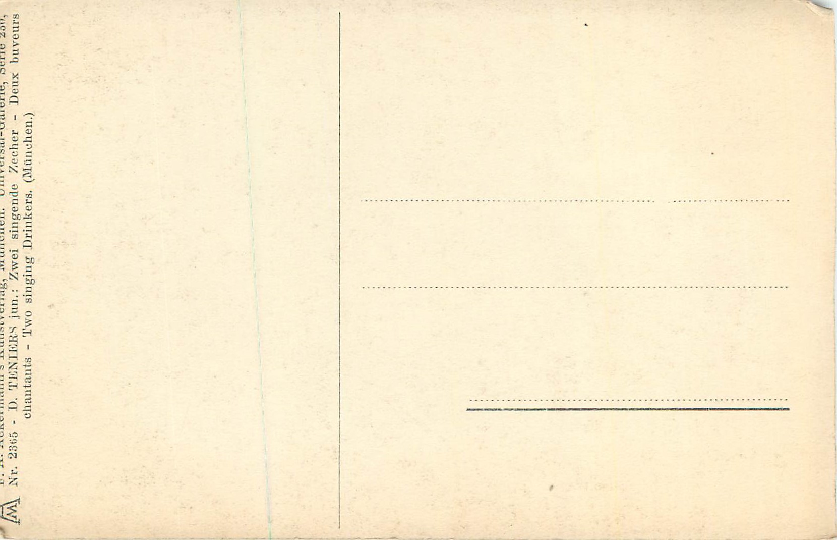 CPA Munchen D Teniers Jun Deux Buveurs Chantants — Back