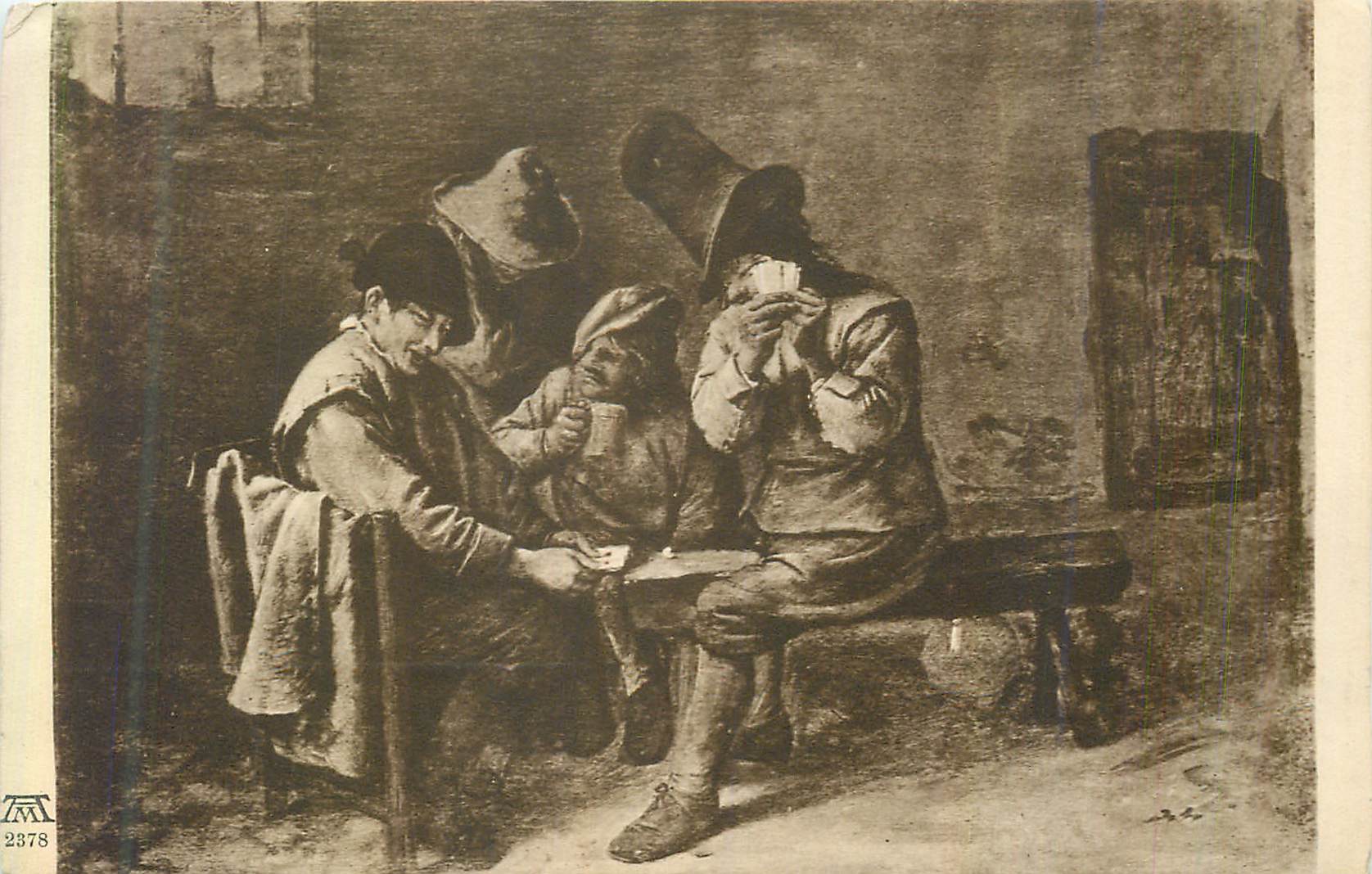 CPA Ackermann's Kunstverlag Munchen Universal Galerie Adriaen Brouwer Deux Joueurs de Cartes