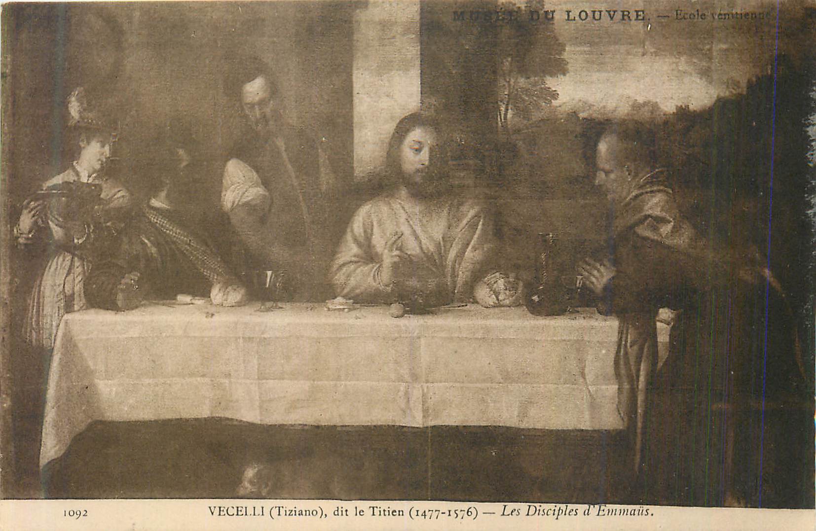 CPA Musee du Louvre Vecelli (Tiziano) dit le Titien (1477 1576) Les Disciples d'Emmaus