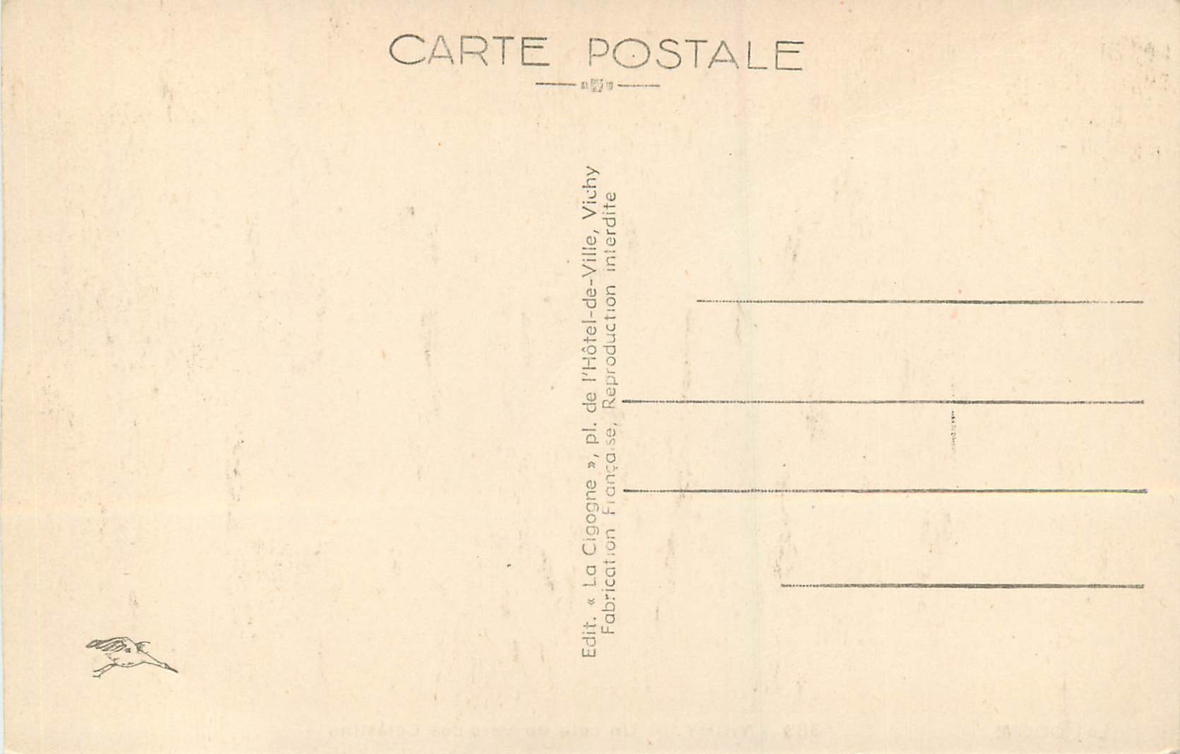 CPA Vichy Un Coin du Parc des Celestins — Verso