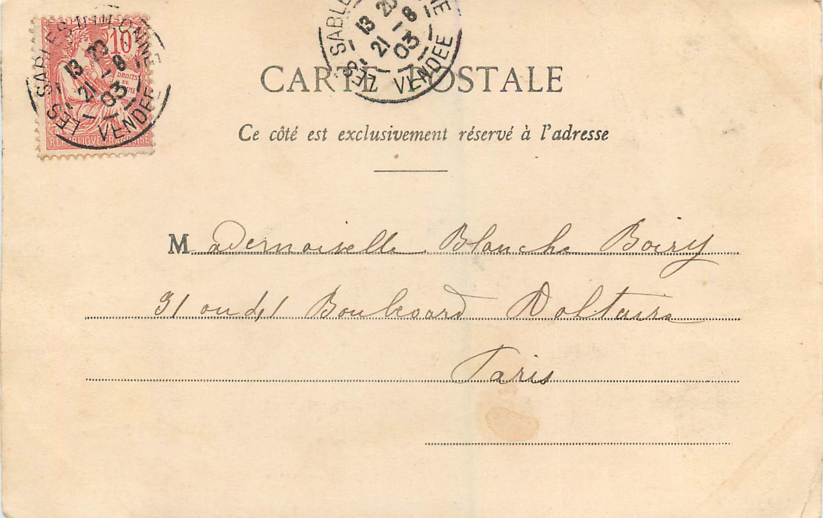 Les Sables d'Olonne — Fischer, der seine Ausrüstung sammelt — Sammlung G. I. D. de Nantes, n°361 — Rückseite