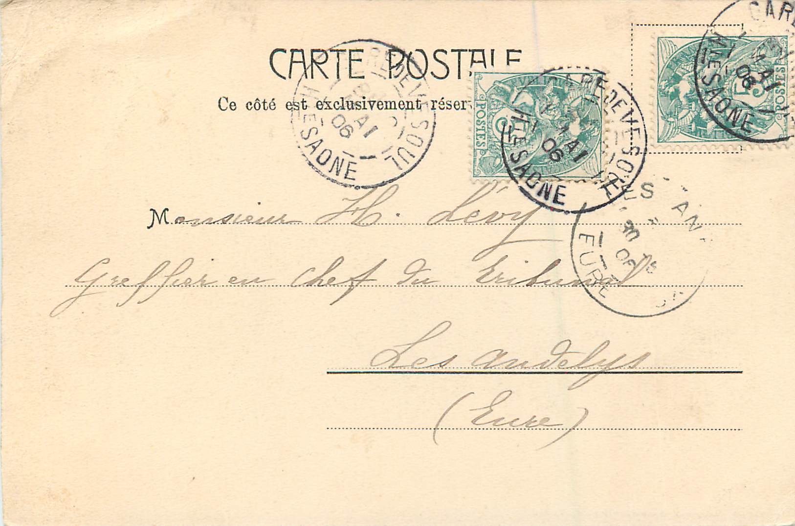 CPA Environs de Vesoul Le Sabot de Frotey (carte 1900) — Rückseite
