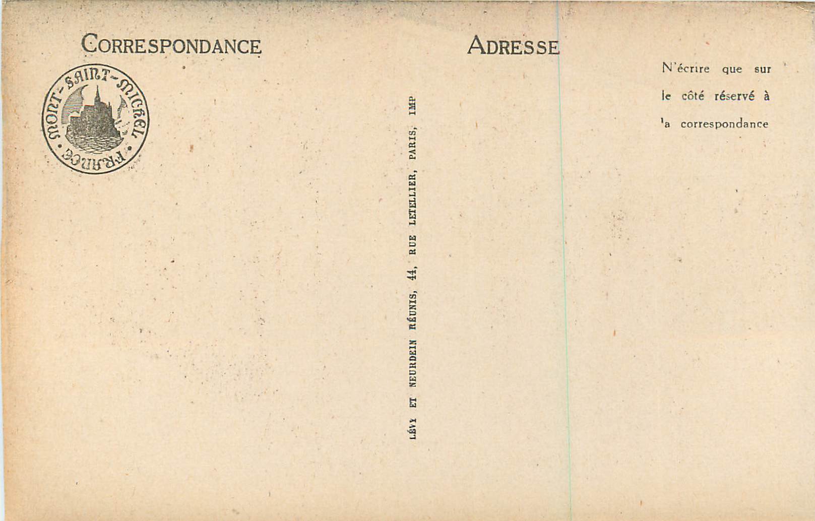 CPA Mont Saint Michel Le Cloitre — Verso
