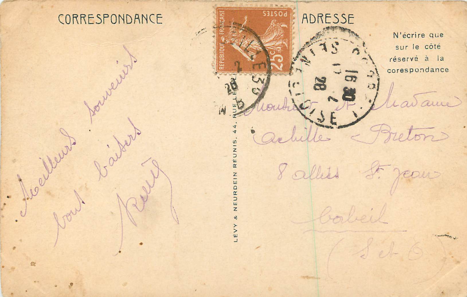 CPA Cannes Promenade de la Croisette et le Mont Chevalier — Verso