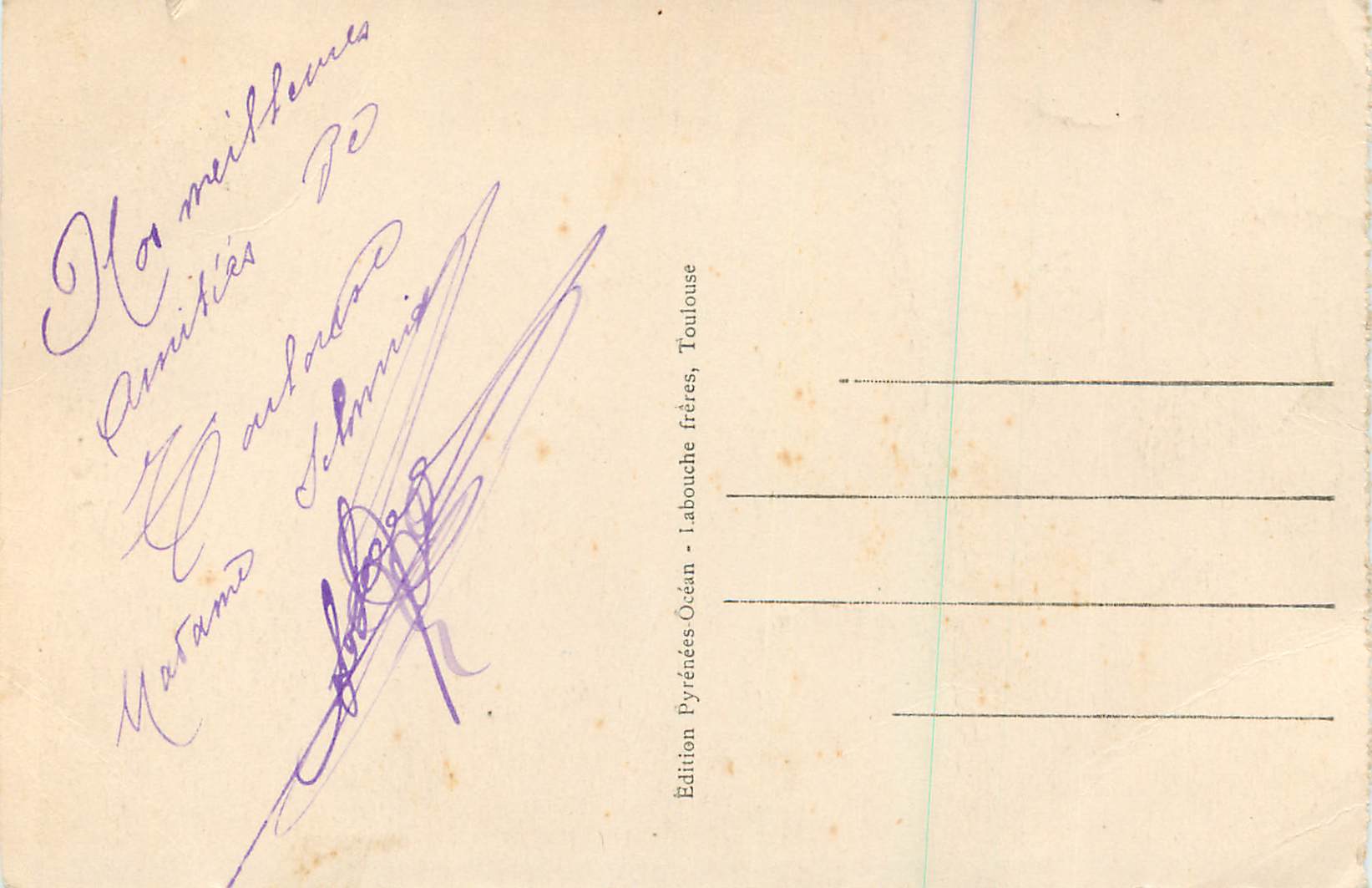 Toulouse - La rue d'Alsace-Lorraine (vue plongeante) — éditeur Labouche frères, n° 91 — Rückseite