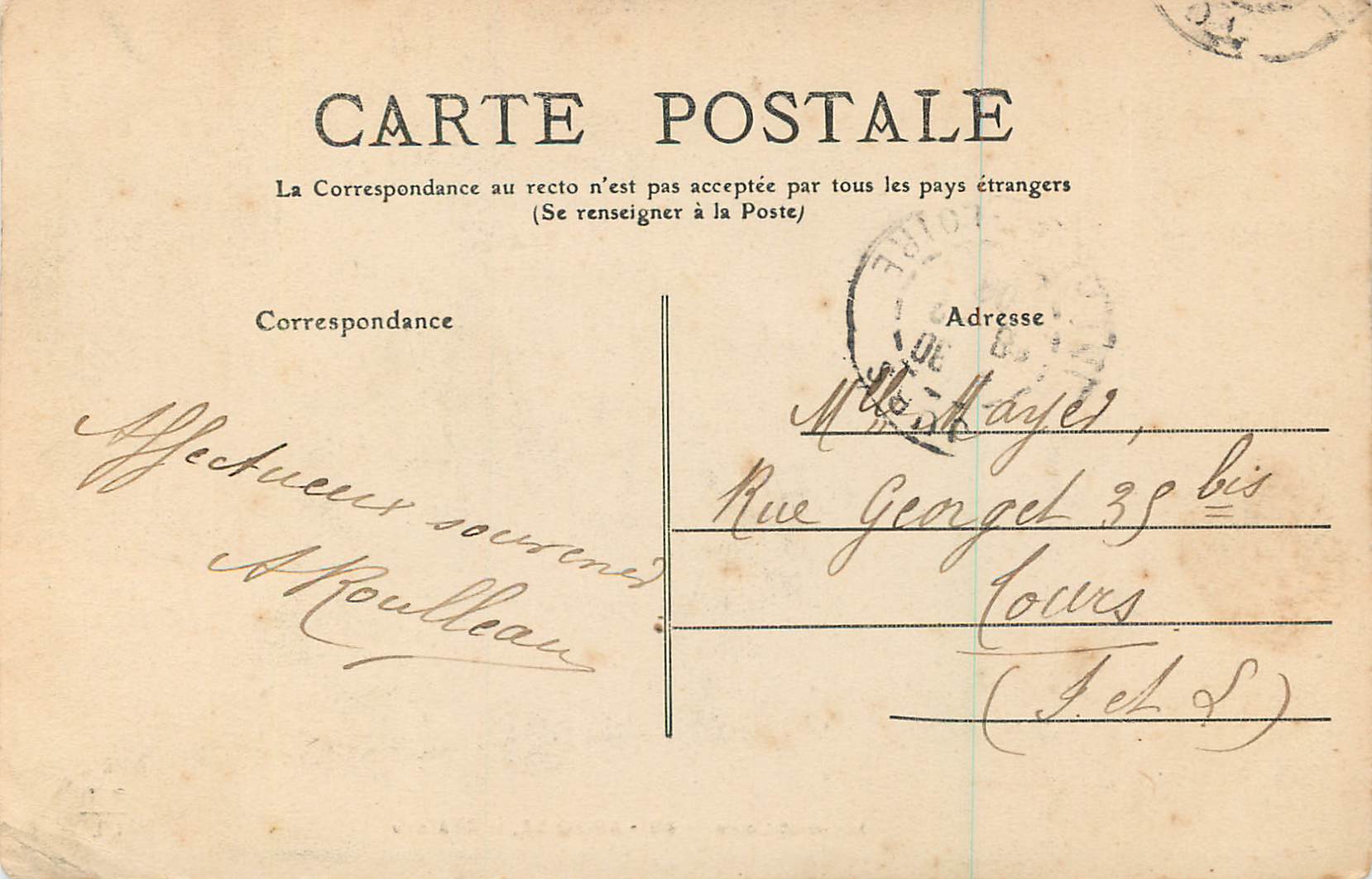 CPA Amboise Indre et Loire le Chateau — Rückseite