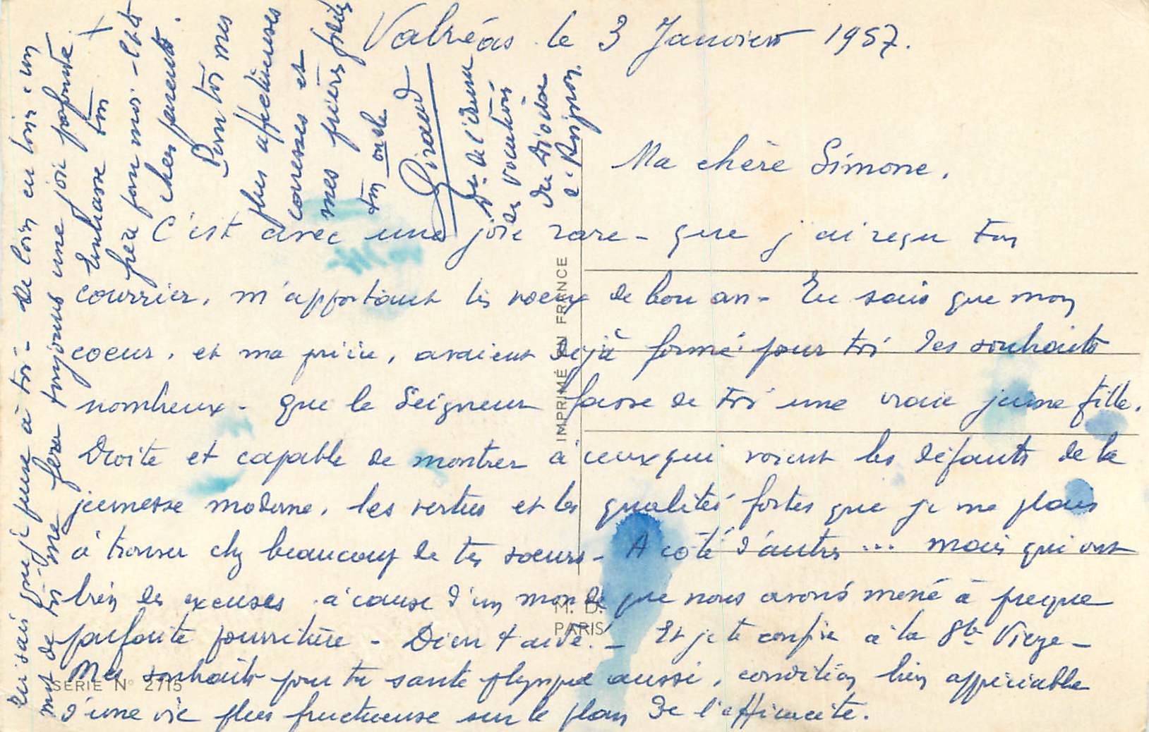 CPA Bonne Annee — Verso