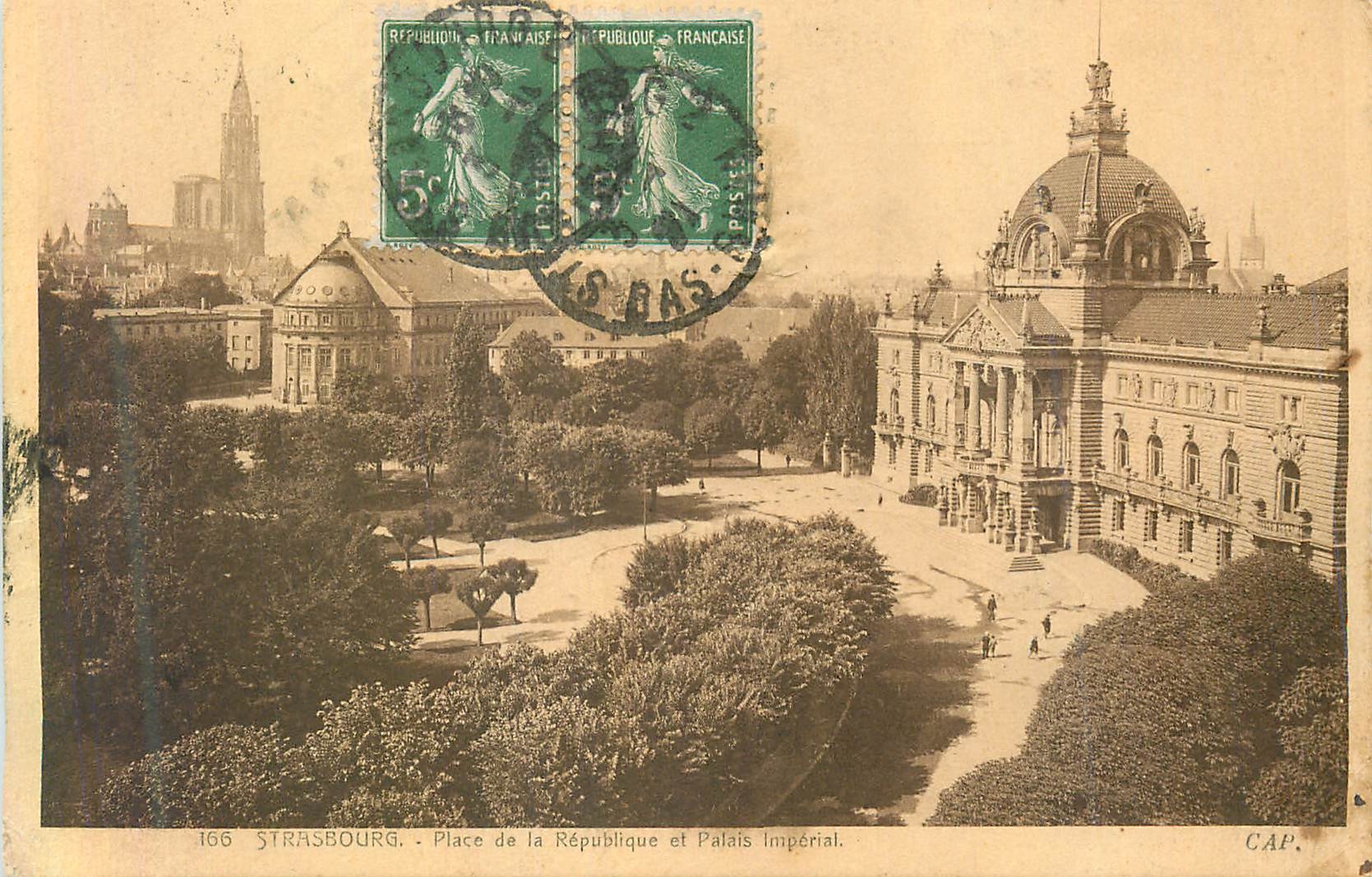 CPA Strasbourg Place de la Republique et Palais Imperial
