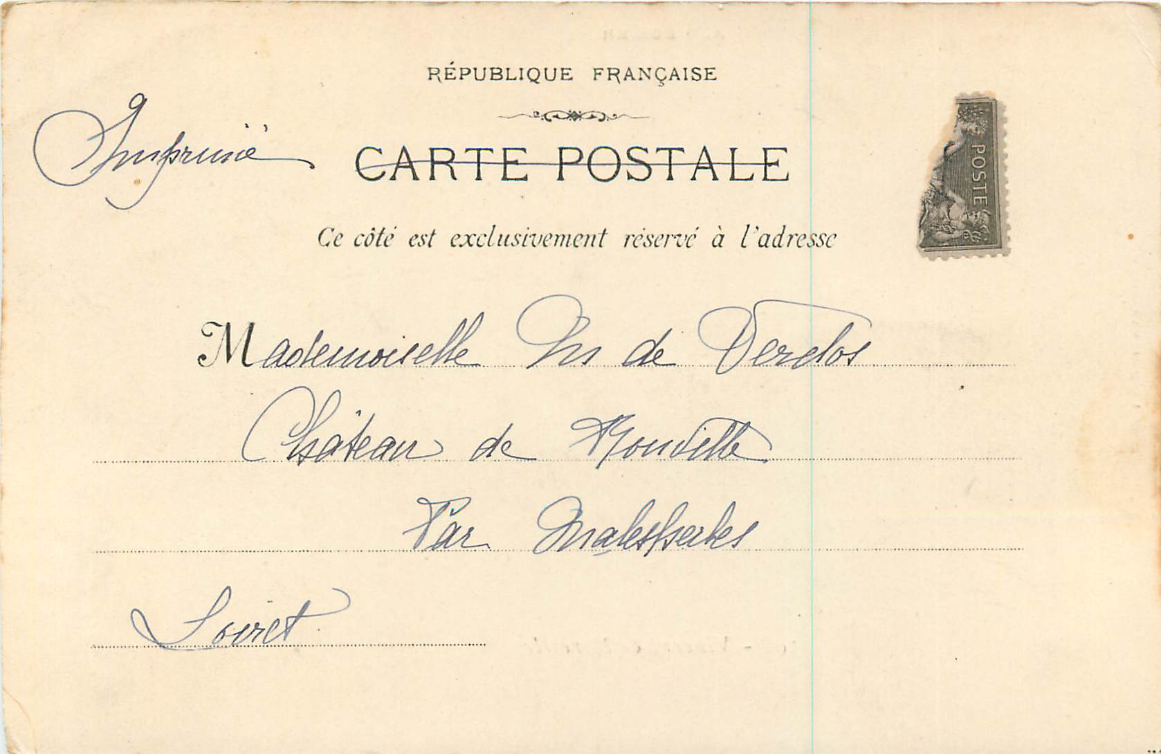 CPA Regnier Vincent Mireille — Verso
