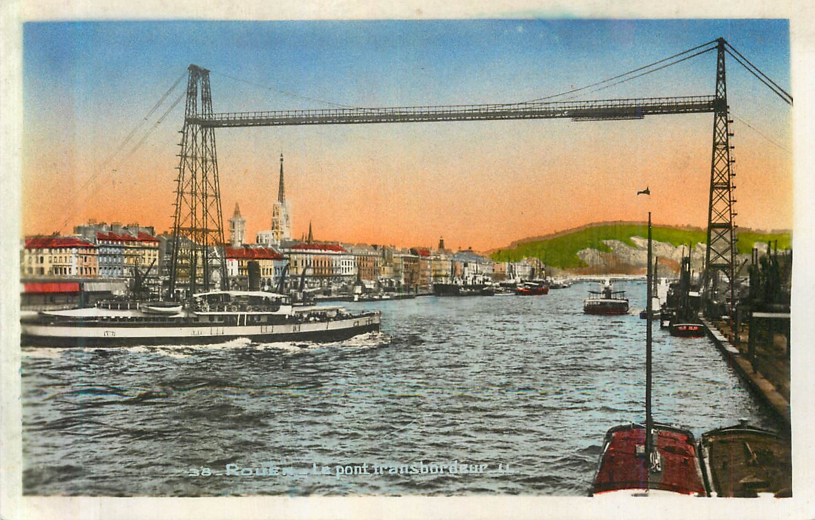 CPM Rouen le Pont Transbordeur Bateau