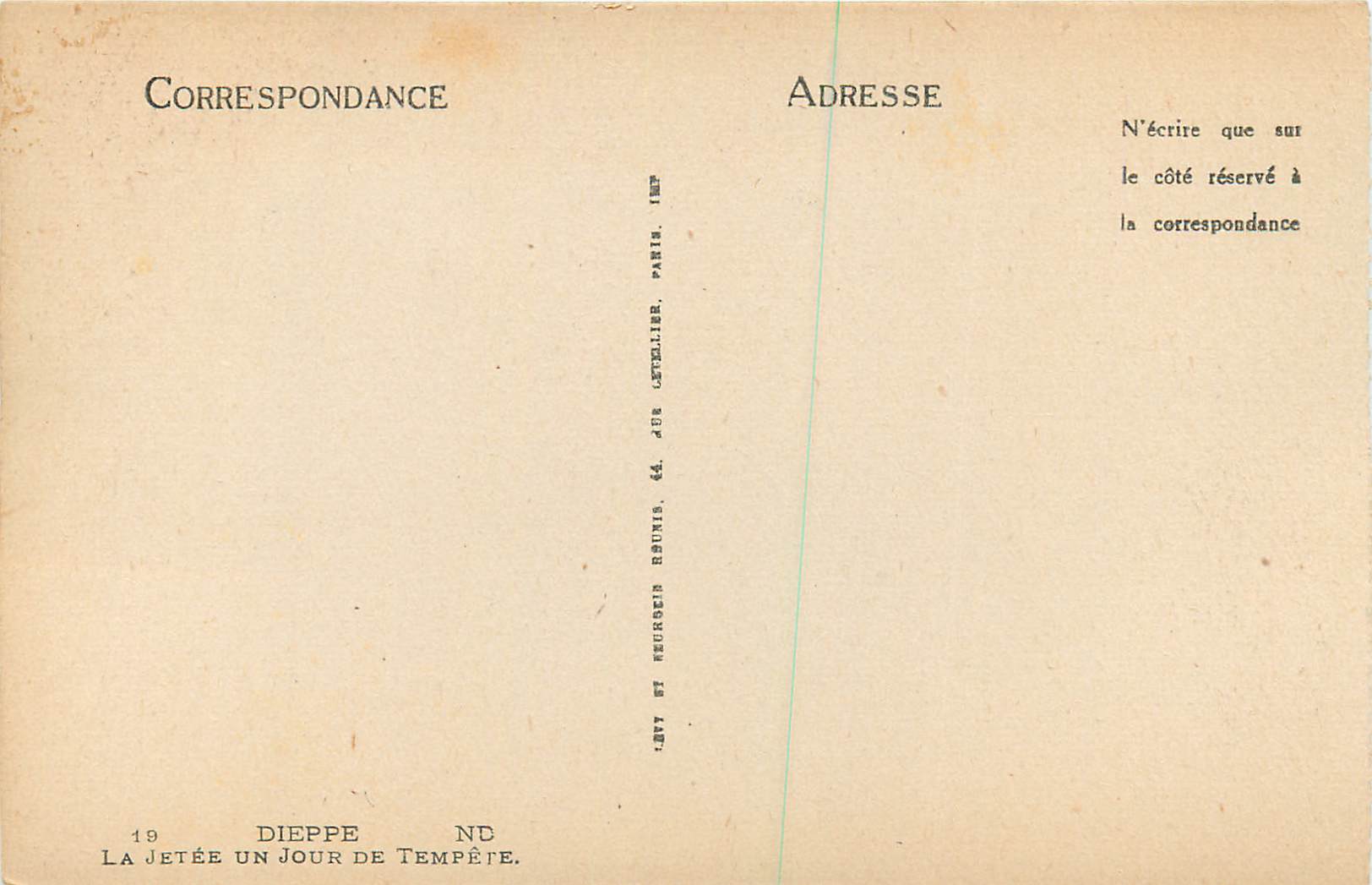 CPA Dieppe la Jetee un Jour de Tempete Phare — Rückseite
