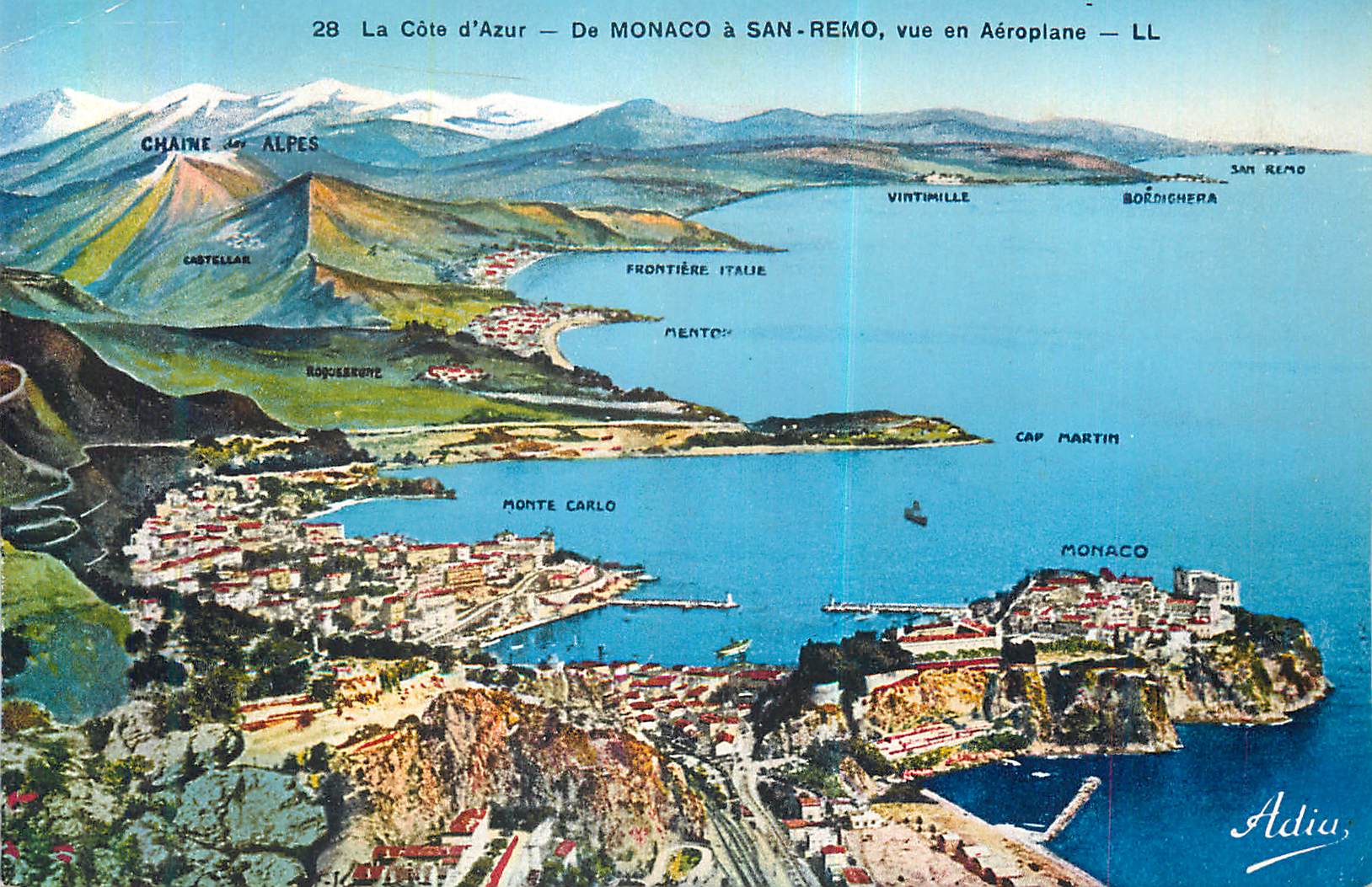 CPA La Cote d'Azur de Monaco a San Remo Vue en Aeroplane