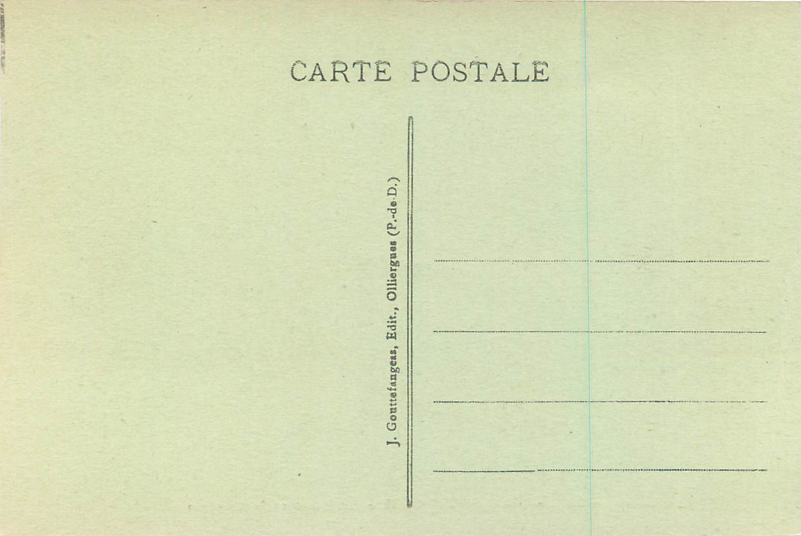 CPA le Mont Dore le Parc et le Casino — Verso