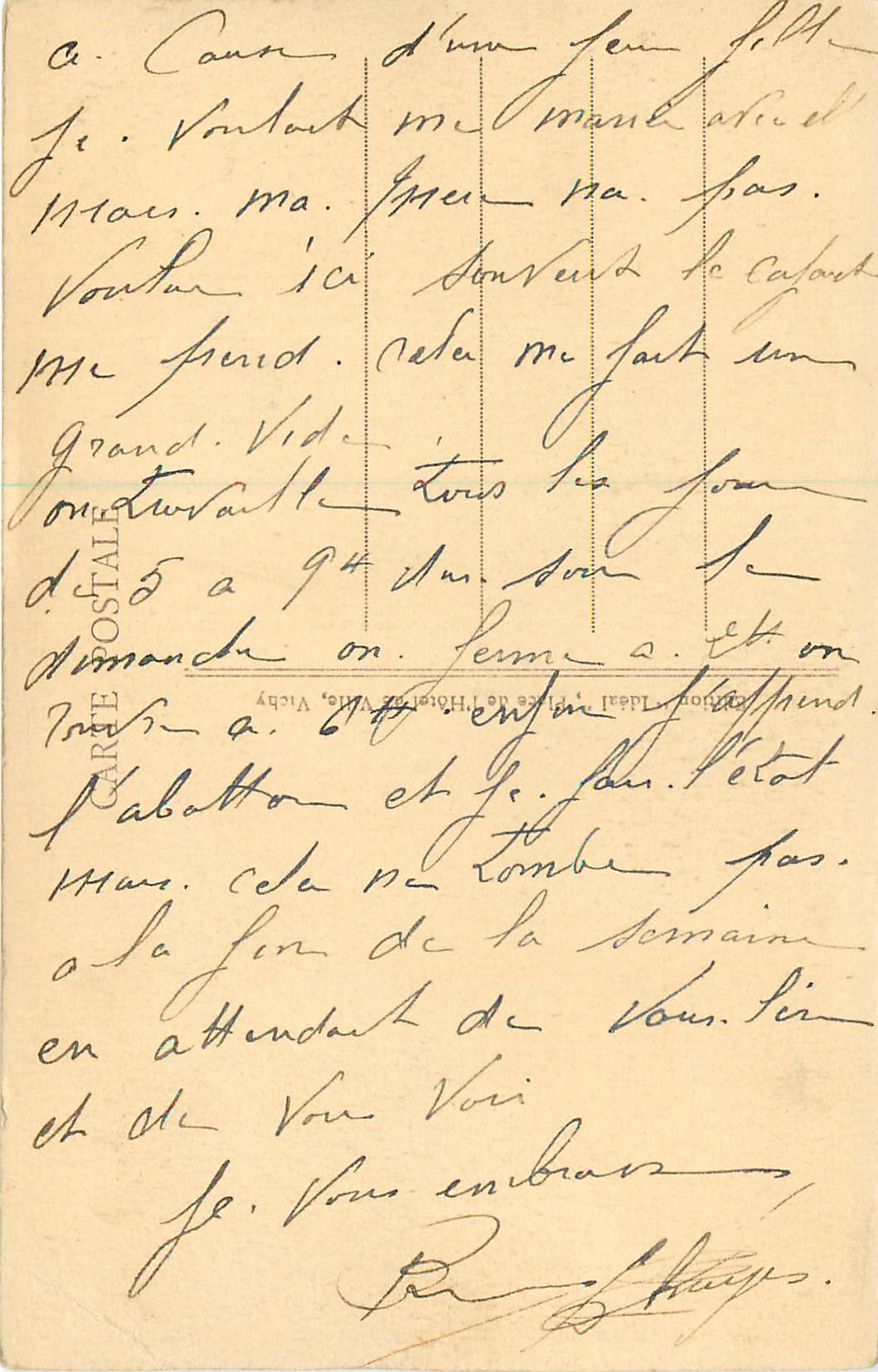 CPA Vichy le Casino — Verso