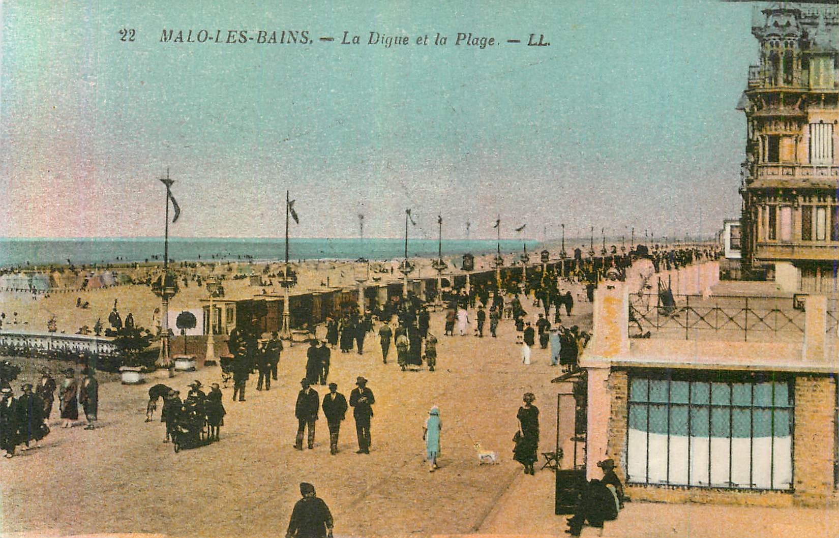 CPA Malo les Bains la Digue et la Plage
