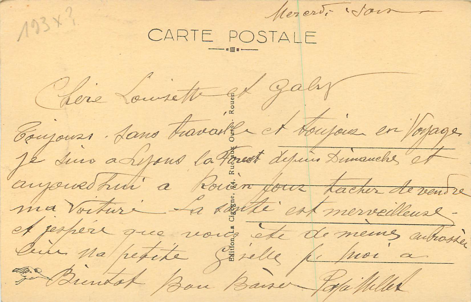 CPA Rouen le Pont Corneille — Rückseite