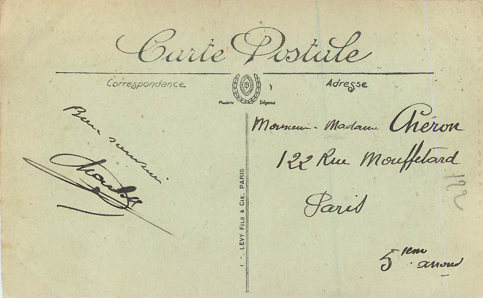 CPA le Havre l'Hotel de Ville et le Jardin Public — Verso
