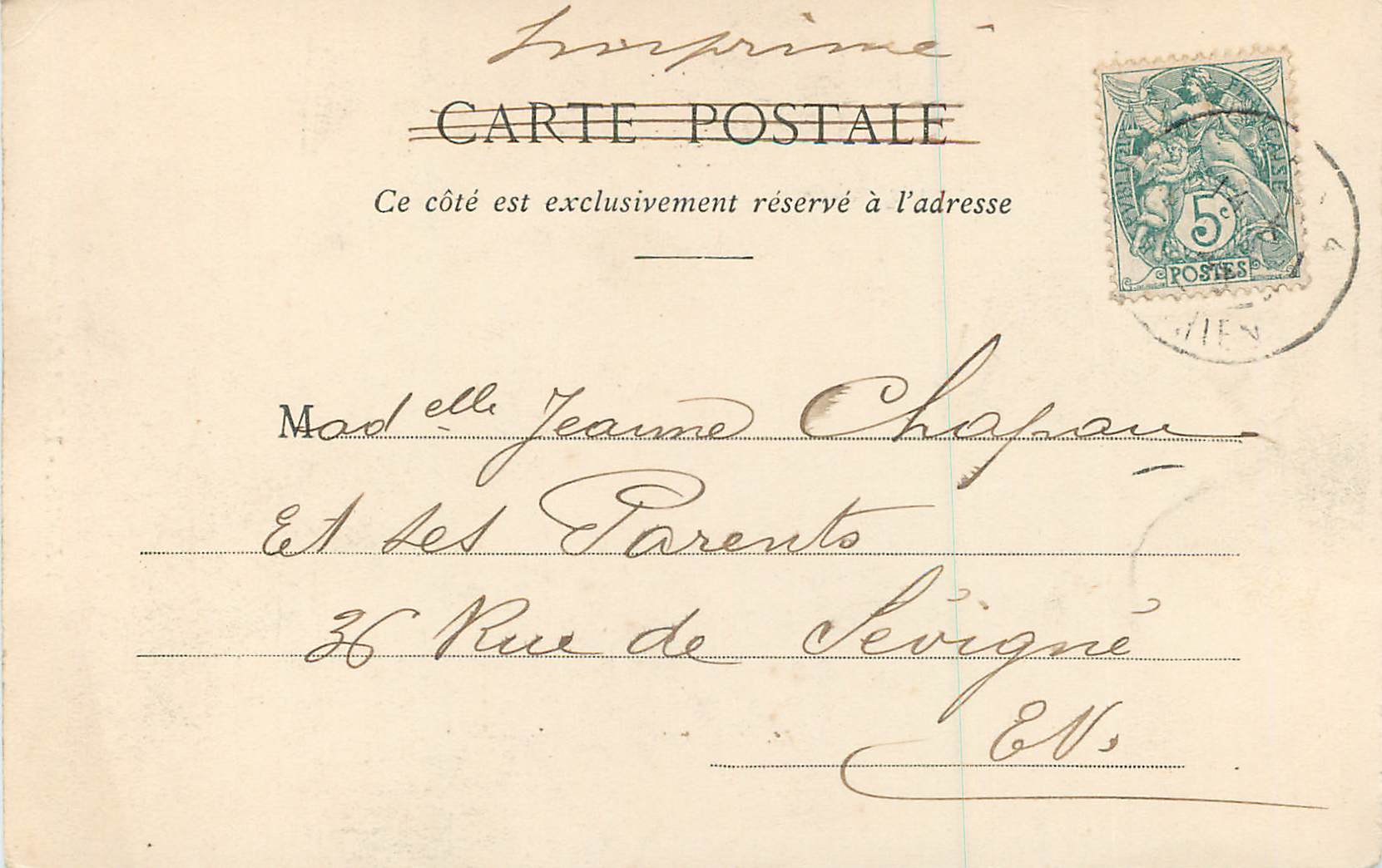 CPA Paris Hotel de Sens — Rückseite