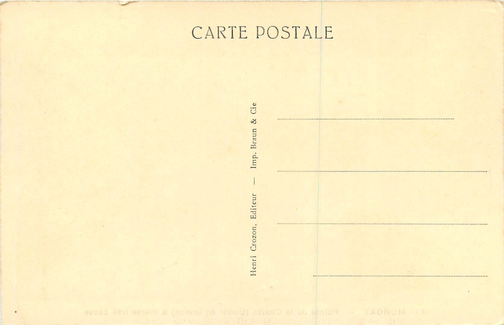 CPA Morgat Pointe de la Chaise (Gador en Breton) a Maree Tres Basse — Rückseite
