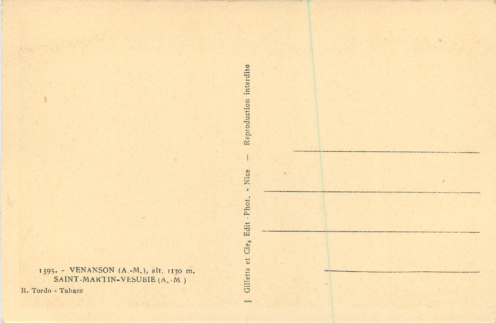 CPA Venanson (A M) alt 1130m Saint Martin Vesubie (A M) — Verso