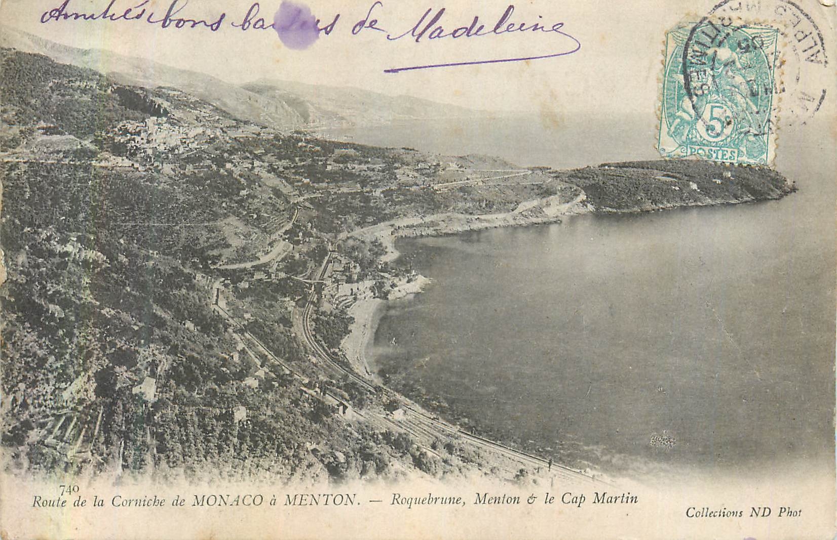 CPA Roquebrune Menton et le Cap Martin Route de la Corniche de Monaco a Menton 