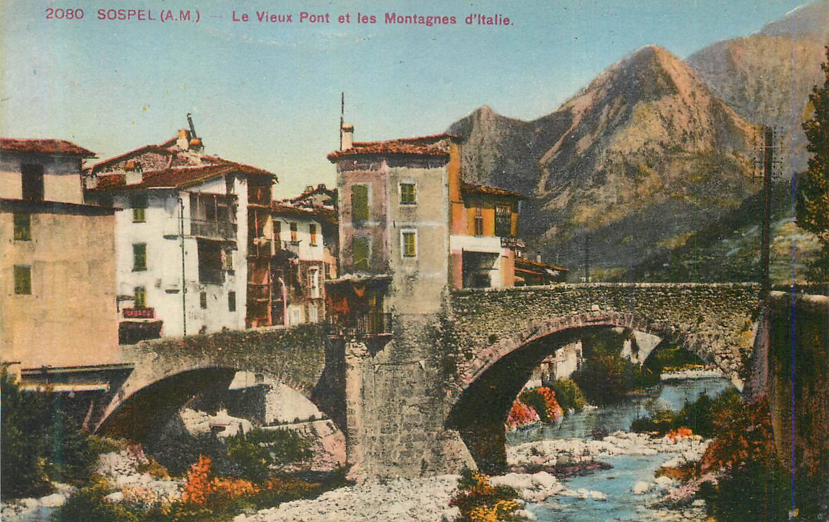 CPA Sospel (A M) le Vieux Pont et les Montagnes d'Italie